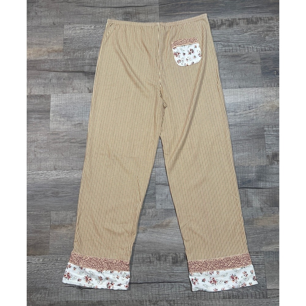 Aria‎ Pull On Patchwork Cottagecore PJ Pajama Pants Size Large Vintage Floral